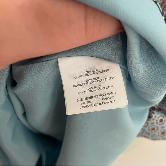 J. Crew Silk Sleeveless Shift Dress Light Blue Printed Office Career Size 14 - Picture 6 of 8